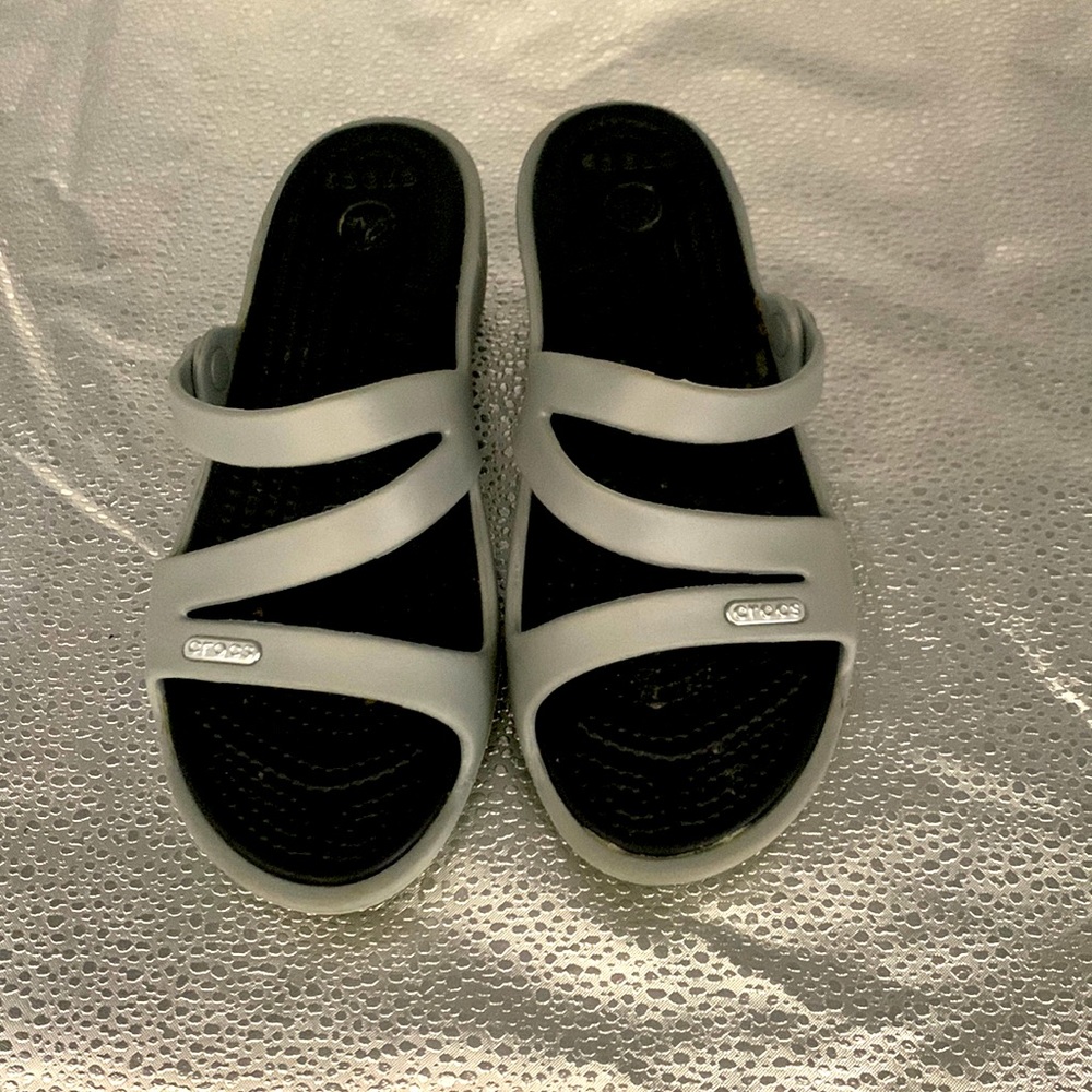 Crocs Grey Sandals Sz 5